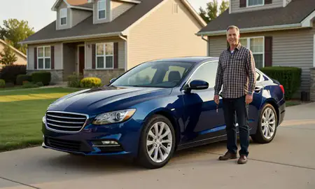 Car delivered to a driveway in Fond du Lac, Wisconsin, United States