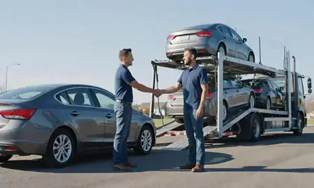 Vehicle owner beside their delivered car in Fond du Lac, Wisconsin, United States