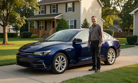 Car delivered to a driveway in Green Bay, Wisconsin, United States