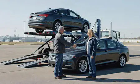 Vehicle owner beside their delivered car in Green Bay, Wisconsin, United States