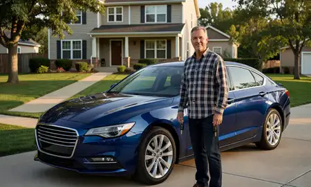 Car delivered to a driveway in Greenfield, Wisconsin, United States