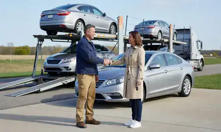 Vehicle owner beside their delivered car in Greenfield, Wisconsin, United States