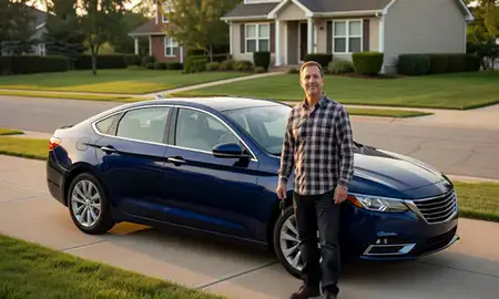 Car delivered to a driveway in Janesville, Wisconsin, United States