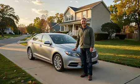 Customer with their delivered car in Kenosha, Wisconsin, United States