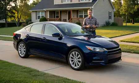 Car delivered to a driveway in Kenosha, Wisconsin, United States