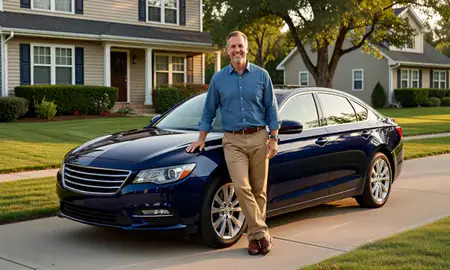 Customer with their delivered car in La Crosse, Wisconsin, United States