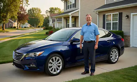 Car delivered to a driveway in La Crosse, Wisconsin, United States