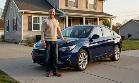 Customer with their delivered car in Madison, Wisconsin, United States