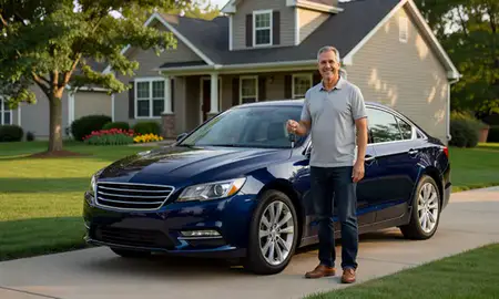 Car delivered to a driveway in Madison, Wisconsin, United States