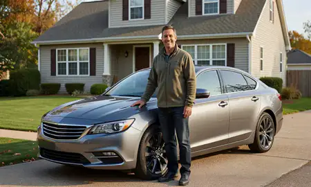 Customer with their delivered car in Menomonee Falls, Wisconsin, United States