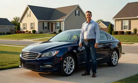 Car delivered to a driveway in Menomonee Falls, Wisconsin, United States