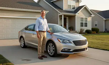 Customer with their delivered car in Mount Pleasant, Wisconsin, United States