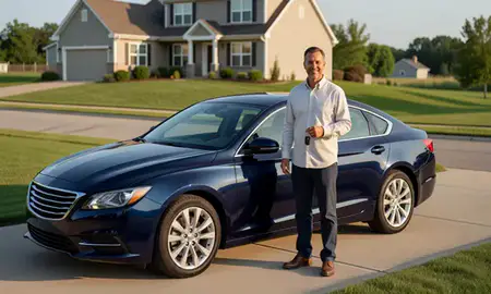 Car delivered to a driveway in Mount Pleasant, Wisconsin, United States
