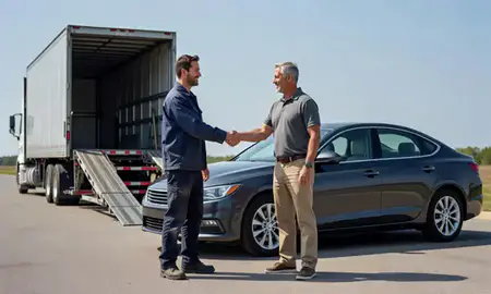 Vehicle owner beside their delivered car in Mount Pleasant, Wisconsin, United States