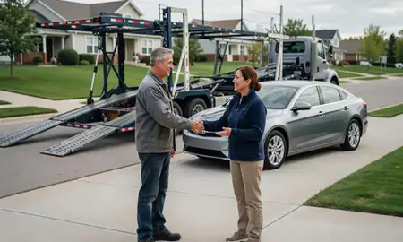 Vehicle owner beside their delivered car in Neenah, Wisconsin, United States
