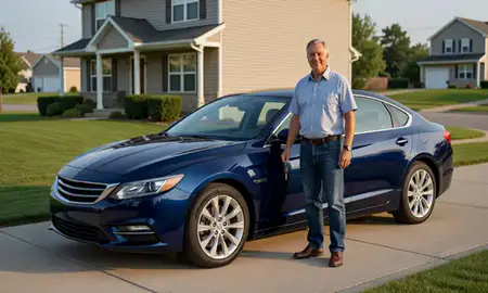Car delivered to a driveway in Racine, Wisconsin, United States
