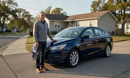 Customer with their delivered car in Sheboygan, Wisconsin, United States