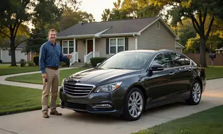 Car delivered to a driveway in Sheboygan, Wisconsin, United States