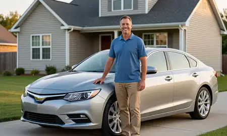 Customer with their delivered car in Waukesha, Wisconsin, United States