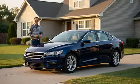 Car delivered to a driveway in Waukesha, Wisconsin, United States