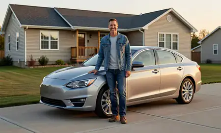 Customer with their delivered car in Wausau, Wisconsin, United States