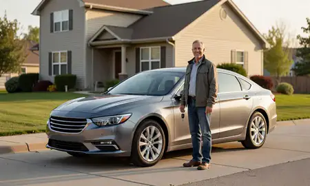 Car delivered to a driveway in Wausau, Wisconsin, United States