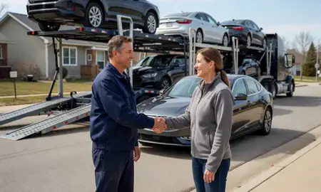 Vehicle owner beside their delivered car in Wausau, Wisconsin, United States
