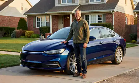 Customer with their delivered car in Wauwatosa, Wisconsin, United States