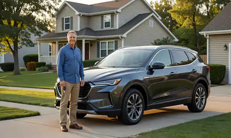 Car delivered to a driveway in Wauwatosa, Wisconsin, United States
