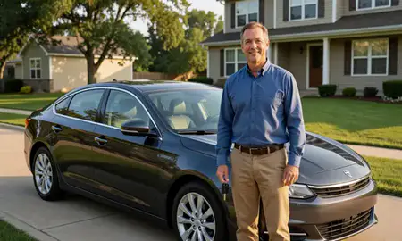 Car delivered to a driveway in West Bend, Wisconsin, United States