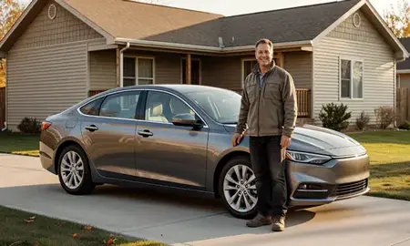 Customer with their delivered car in Buffalo, Wyoming, United States