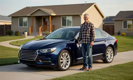 Car delivered to a driveway in Casper, Wyoming, United States