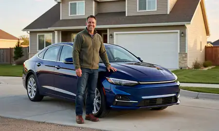 Customer with their delivered car in Cheyenne, Wyoming, United States