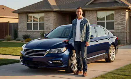 Customer with their delivered car in Cody, Wyoming, United States