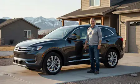 Car delivered to a driveway in Cody, Wyoming, United States