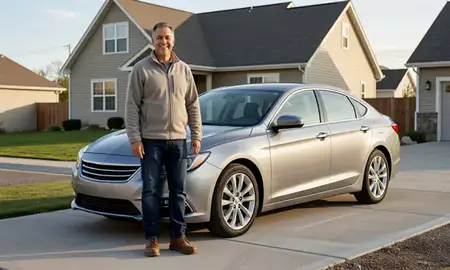Customer with their delivered car in Evanston, Wyoming, United States