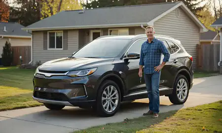 Car delivered to a driveway in Evanston, Wyoming, United States