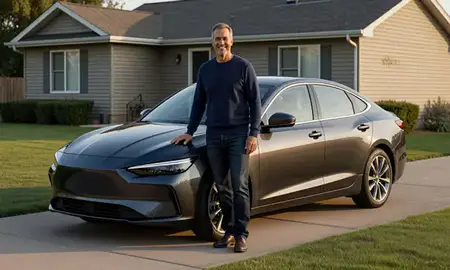 Customer with their delivered car in Evansville, Wyoming, United States