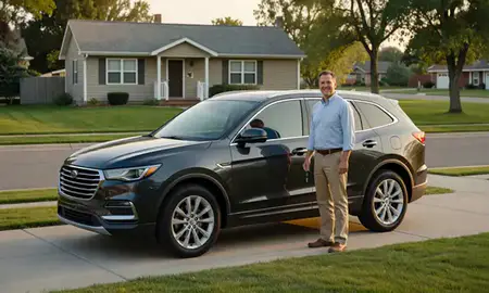 Car delivered to a driveway in Fox Farm-College, Wyoming, United States