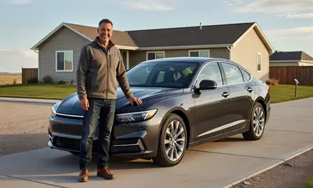 Customer with their delivered car in Gillette, Wyoming, United States
