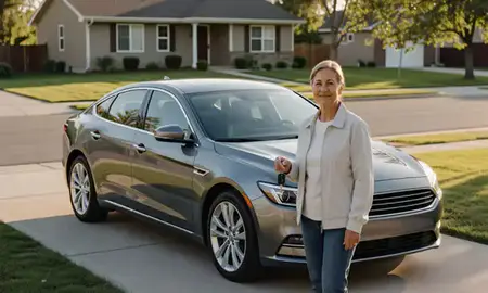 Car delivered to a driveway in Gillette, Wyoming, United States