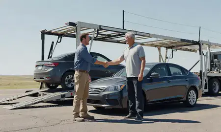 Vehicle owner beside their delivered car in Glenrock, Wyoming, United States