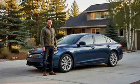 Customer with their delivered car in Jackson, Wyoming, United States