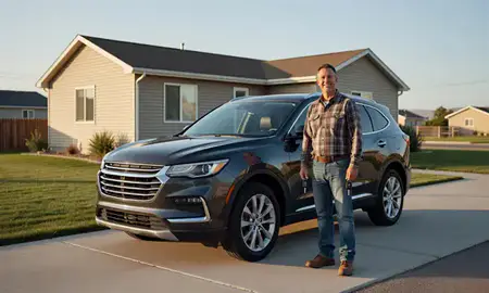 Car delivered to a driveway in Kemmerer, Wyoming, United States