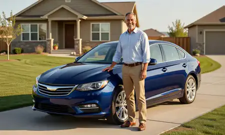 Customer with their delivered car in Lander, Wyoming, United States