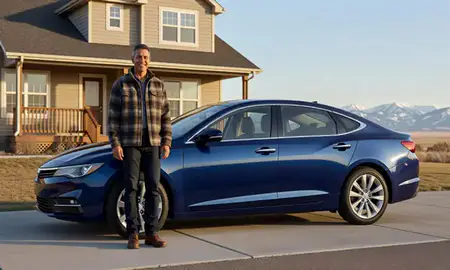 Customer with their delivered car in Laramie, Wyoming, United States