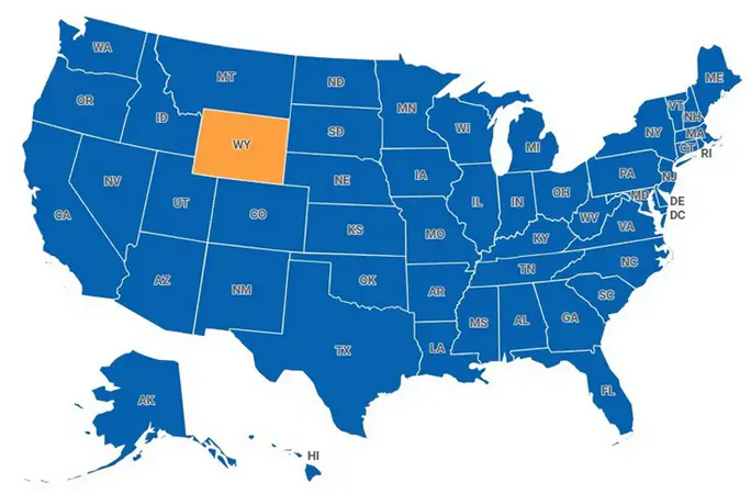 Map of Wyoming, United States