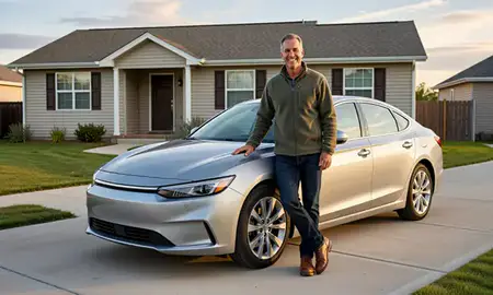 Customer with their delivered car in Mills, Wyoming, United States