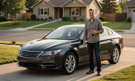 Car delivered to a driveway in Mills, Wyoming, United States
