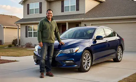 Customer with their delivered car in Newcastle, Wyoming, United States